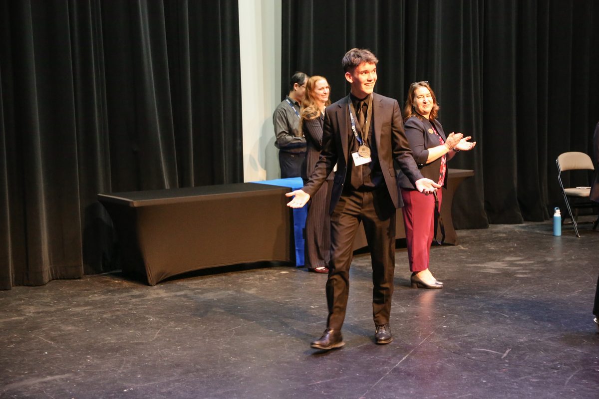 On stage at a tournament